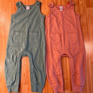 Toddler Sleeveless Rompers - Sage Green & Dusty Rose Hanna Andersson